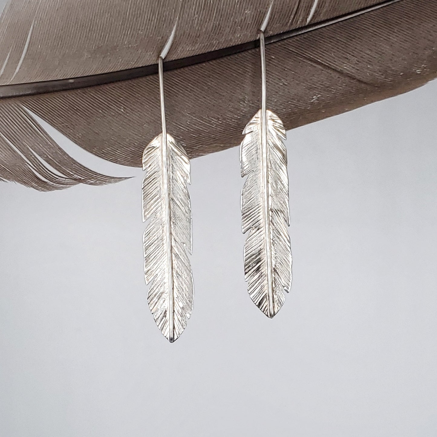 Sterling Feather Earrings