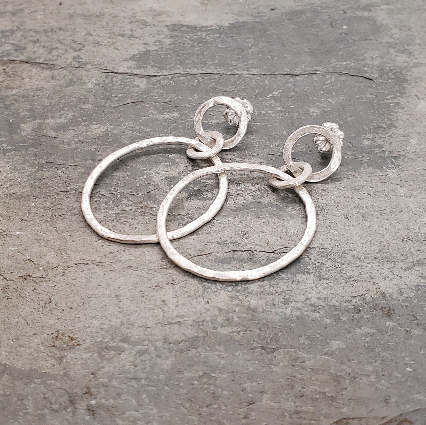 Dangle Hammered Hoop Earrings