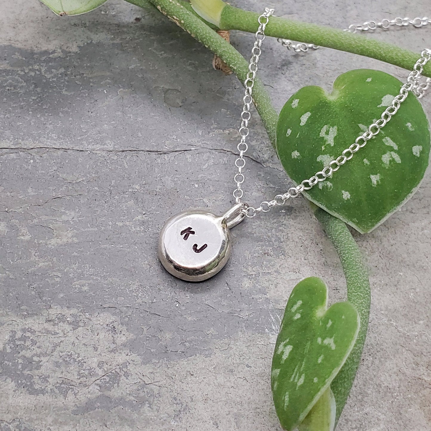 Sterling Nugget Initial Necklace