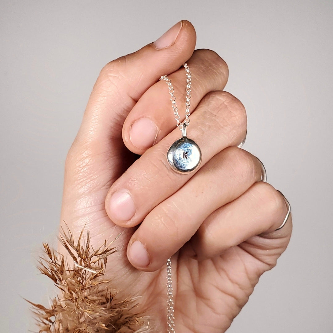 Sterling Nugget Initial Necklace
