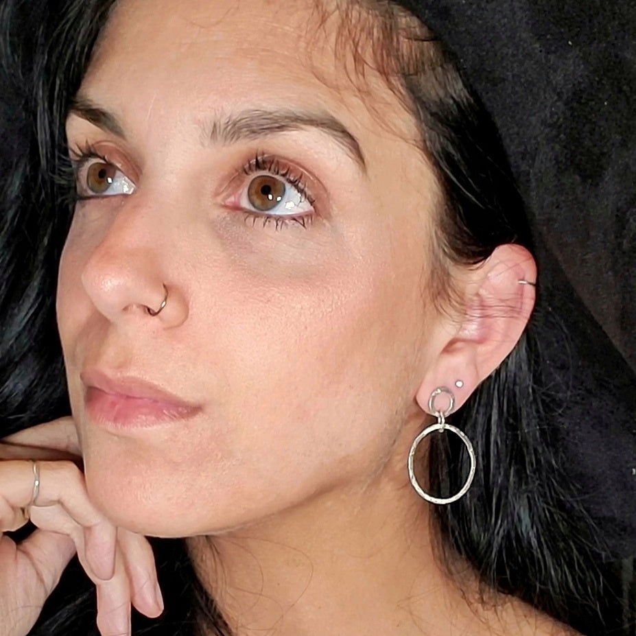 Dangle Hammered Hoop Earrings
