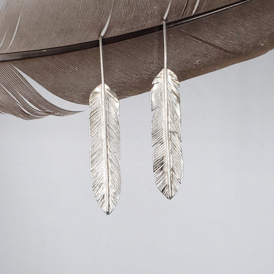 Sterling Feather Earrings