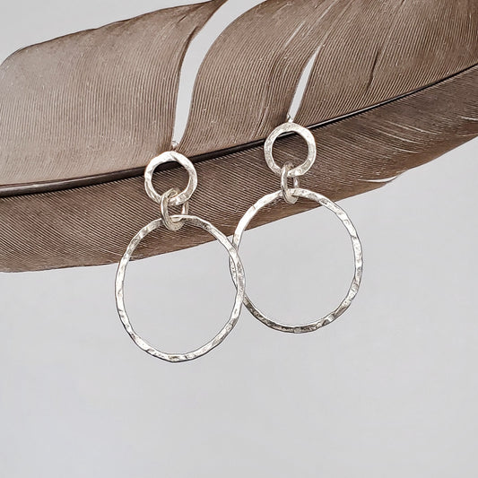 Dangle Hammered Hoop Earrings